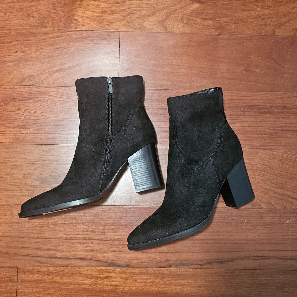 Nine West Taytay Suede Block Heel Ankle Boots | Size 12 | NWOT - Picture 2 of 6